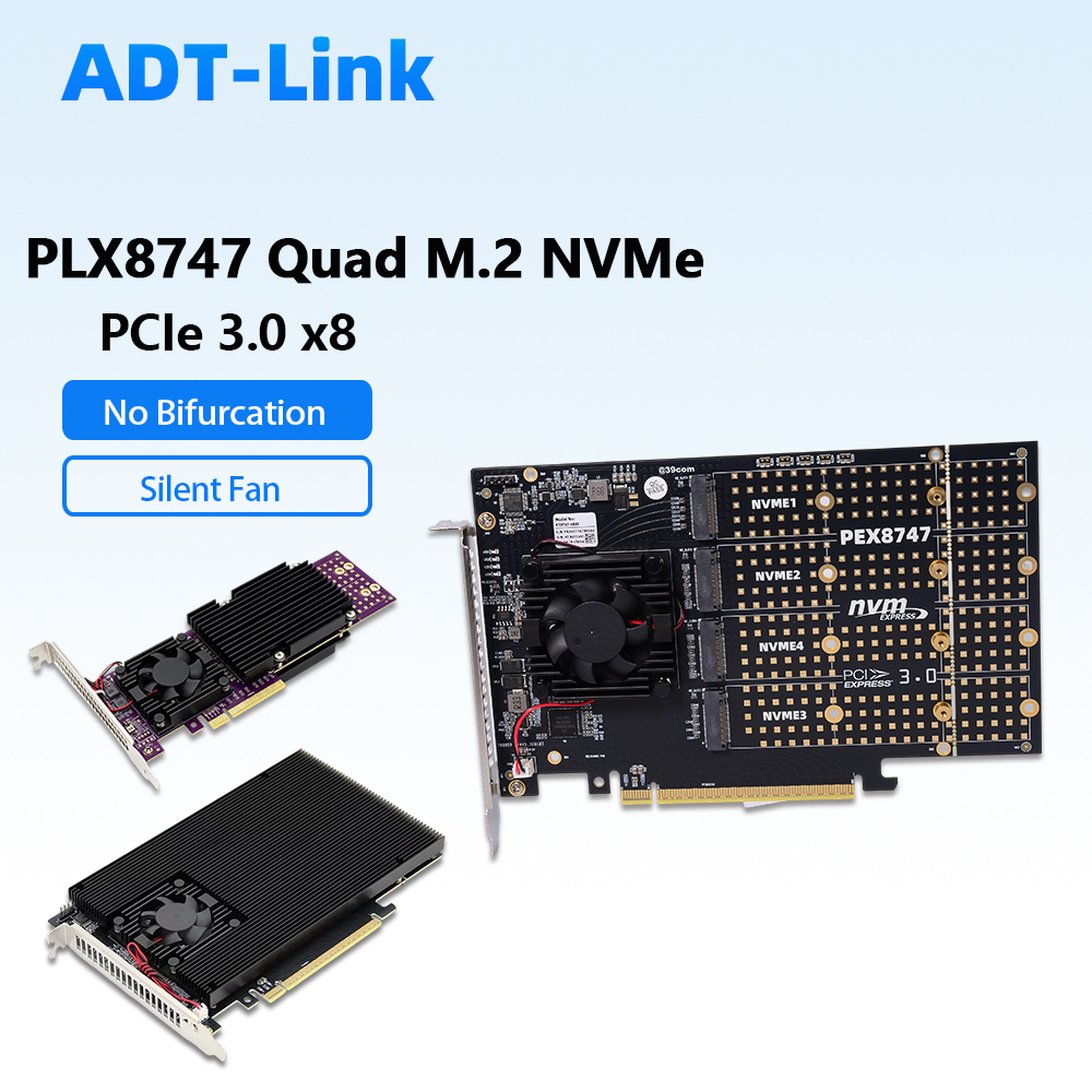 PLX8747 Quad M.2 NVMe PCIe 3.0 - Quad M.2 Nvme Pcie Bifurcation Card recensie en prijs