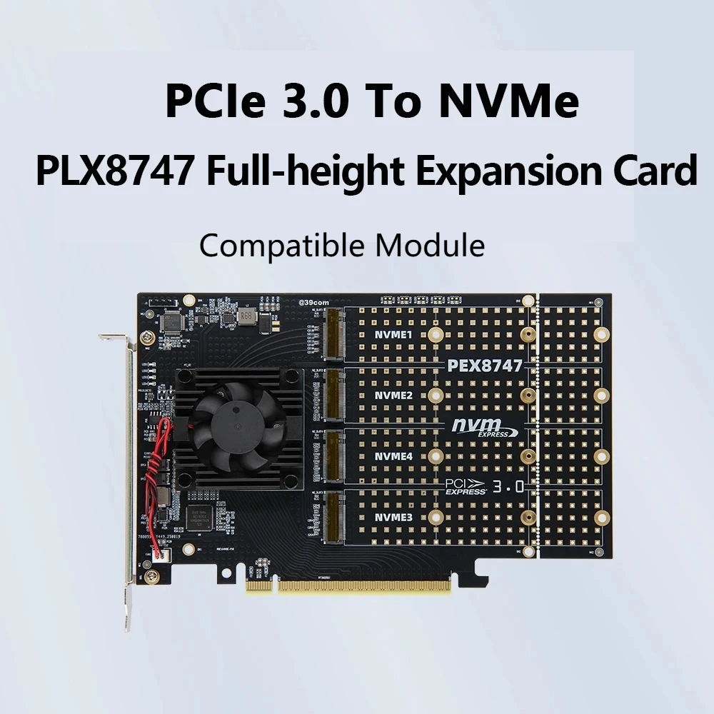 PLX8747 Quad M.2 NVMe PCIe 3.0 - Quad M.2 Nvme Pcie Bifurcation Card recensie en prijs