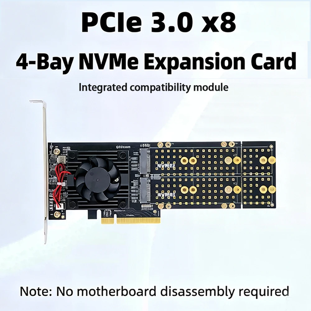 PLX8747 Quad M.2 NVMe PCIe 3.0 - Quad M.2 Nvme Pcie Bifurcation Card recensie en prijs