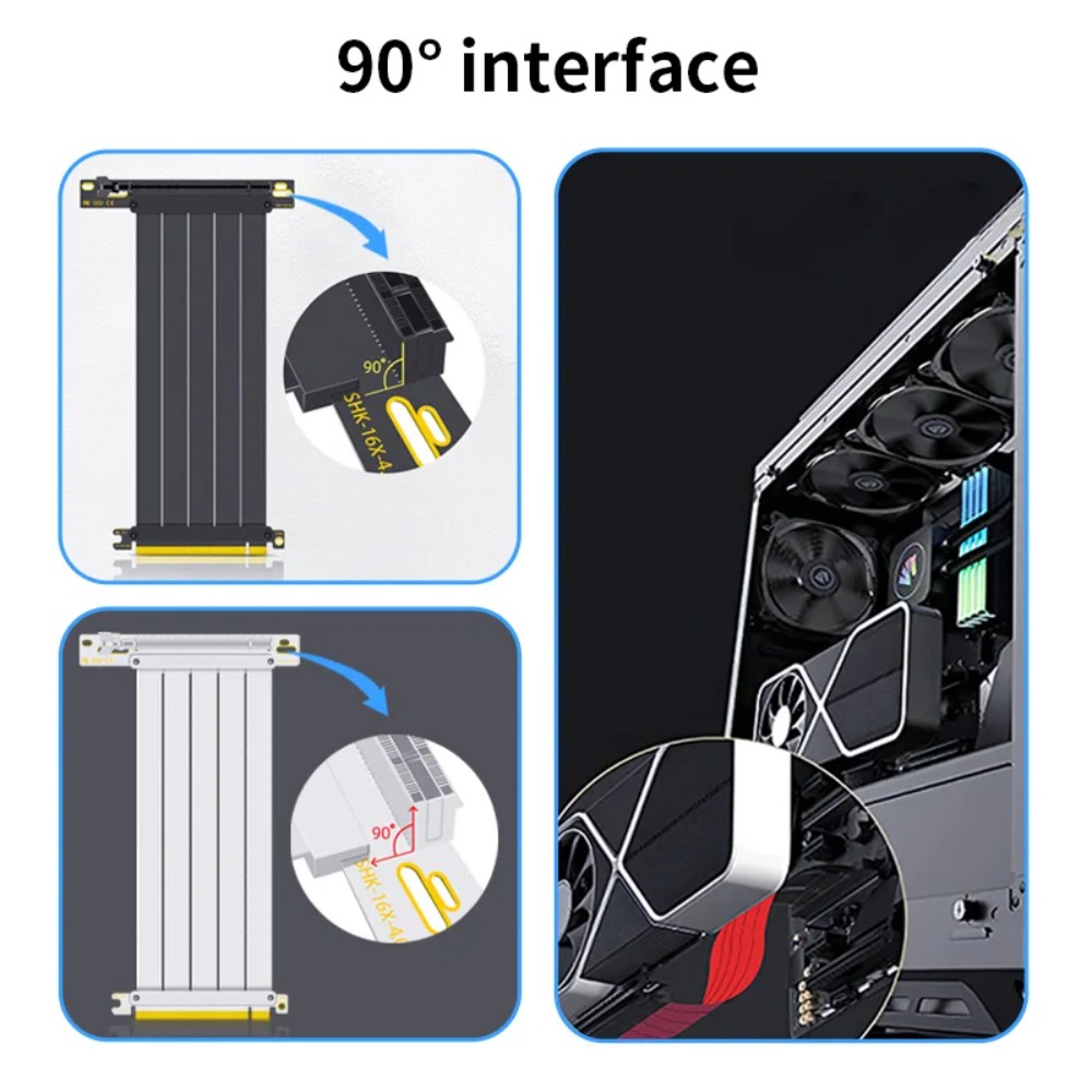 PCI‑E 4.0/3.0 X16 GPU Riser Ka - Pcie 4.0 X16 Riser Cable 90 Degree recensie en prijs